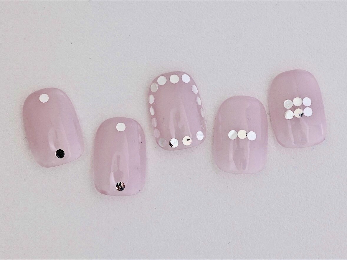 オーダーネイルチップ シンプルニュアンスピンクパールワンホン推しno