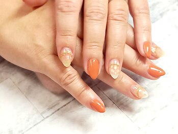 オルタンシア(Ortensia)/オレンジ元気ネイル