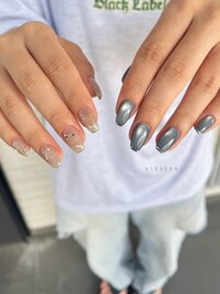 blue magnet × gold glitter