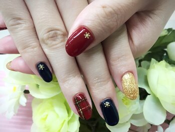 プルミエ ネイル(Premier Nail)/赤チェック★冬デザイン