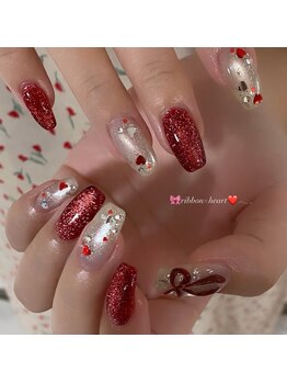 プラスミー(+me)/ribbon×heart ラブリーネイル