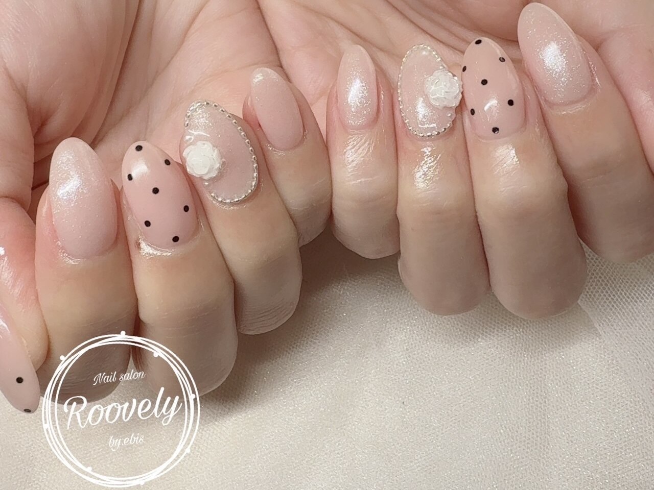 ネイルチップ ワンホン シルク 薔薇 ビジュー ネイルチップ 薔薇