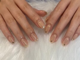 ベージュ×ラメネイル n