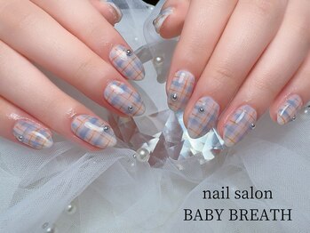 ベイビーブレス(BABY BREATH)/持ち込み☆チェックネイル