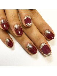 ワンカラー ＋ラメ＋ストーン