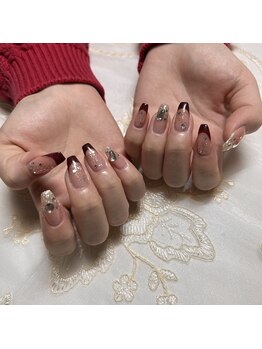 アーブル(Arbre)/チークネイル×赤フレンチ