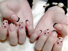 ネイルマジック 仙台一番町店(NAIL MAJIC)/黒フレンチ＆ハートネイル