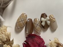 シキナ(shikina)/チェック　ブラウン　リボン