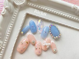 リボンや蝶々ネイルサンプル