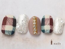 アイネイルズ 横浜EAST店(I-nails)/刺繍風チェックネイル