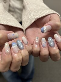 レース水色ネイル
