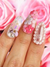 カラーズ 浜松店(colors)/輝くピンクフラワーネイル(*^^*)