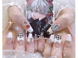 千鳥柄ネイル 痛ネイル リボン