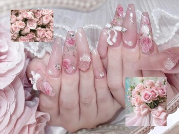 ミルキーネイル(Milky nail)/トレンドの薔薇ネイル☆