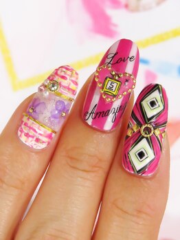 カラーズ 浜松店(colors)/ビビットピンクでトレンドアート