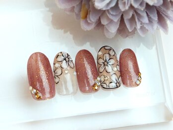 ツメトトノウ/手描きアート☆フラワーネイル