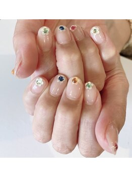 ネイルサロン リスタ(Rista)/ホロ花 カラフルストーン