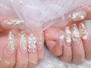 チップ長さだしキラキラネイル