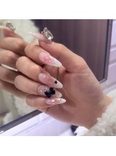 ソウ 難波店 nail salon Sou/チークネイル×リボンパーツ