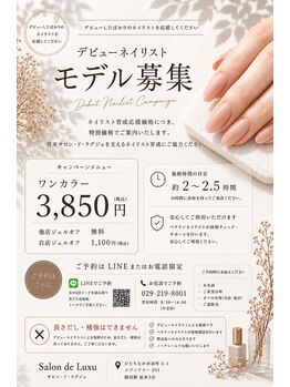 サロン ド ラグジュの写真/4000円以下の高コスパ。モデル募集でJr.ネイリストが施術。他店ソフトジェルオフ無料！☆