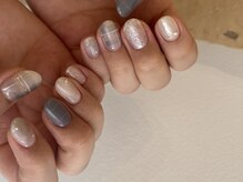 クルネ(QULNE)/チェックネイル/ブルー