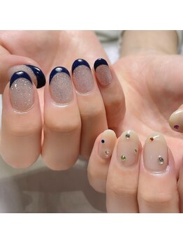 セクションプラス 吉祥寺(SECTION+)/シンプルちぐはぐネイル