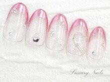 ラグジュアリーネイルズ アカバネ(Luxury Nails Akabane)/ガーリー*ミラーフレンチ