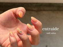 アントレッド(entraide)/韓国風キラキラオレンジネイル