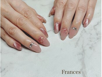 逆グラデ&押し花