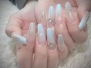 水色　グラデーション　ラメ