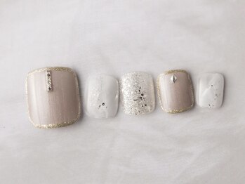 ネイルプラザ 河原町OPA店(NAIL PLAZA)/綺麗め大理石フットネイル
