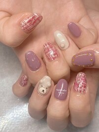 くまさんツイード柄ネイル