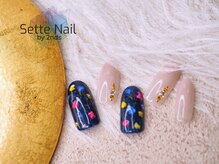 セッテネイル(Sette Nail)/ネイビーフラワー[自由が丘]