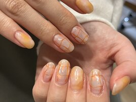 うるうるオレンジ/チェック柄