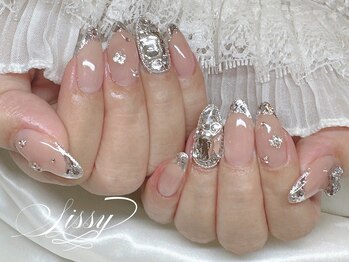 キラキラガラスフレンチネイル