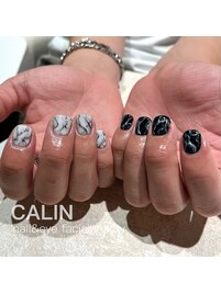 モノトーン大理石ネイル