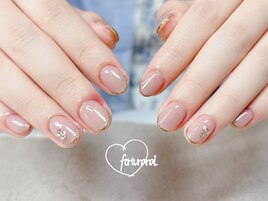 ワンカラー　ゴールド細フレンチ