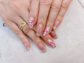 ネイル ビューティーマジック 葛西本店/ピンクフラワーネイル