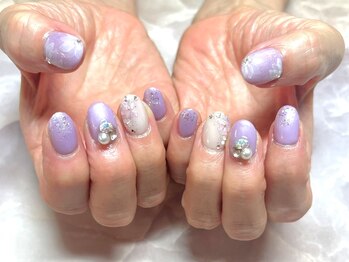 ネイルサロンブリス(nail salon Bliss)/☆たらしこみフラワーネイル☆