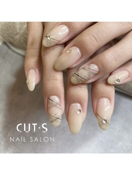 カッツ エステティックサロン 元町(CUT S)/シースルーチェック柄ネイル