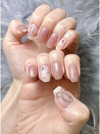 ラメリボン定額ネイル