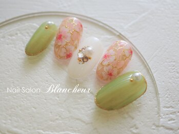 ネイルサロン ブランシュール(Nail Salon Blancheur)/大人ピンクのシアーフラワー