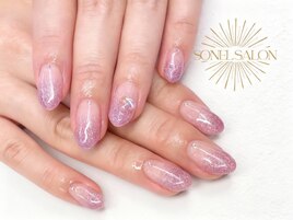 ラメグラデ+ストーン☆