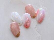 ルシェルアイ/桃☆ニュアンス☆ミラーフレンチ