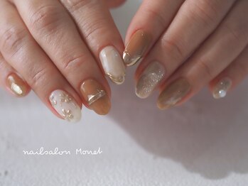 ネイルサロン モネ(Monet)/オレンジブラウン ニュアンス