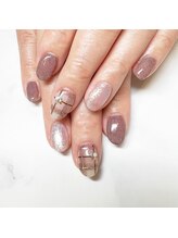 アンドルーチェ なんばパークス店(ANDRUCHE)/パープルピンク×ストーンアート