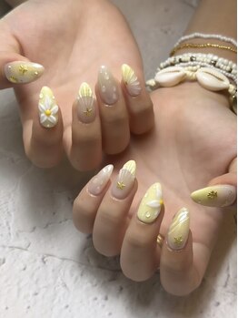 アール(R)の写真/《チップ長さだし》ワンカラーorラメグラ+パーツ2個付き¥8800/持ち込み¥9500～◆ニュアンス韓国アート豊富*