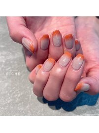 砂ジェル×秋色グラデーション