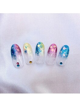 フルール/ラメグラデーションネイル