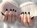 黒フレンチ/ロングネイル